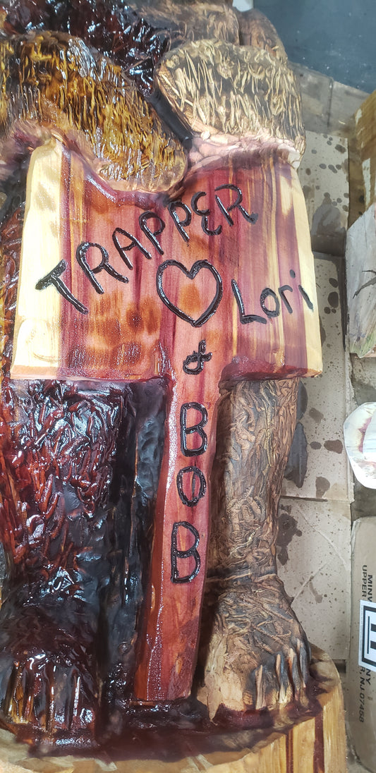 Chainsaw carving 3 ft bear, hand-carved with a persoalized bear.