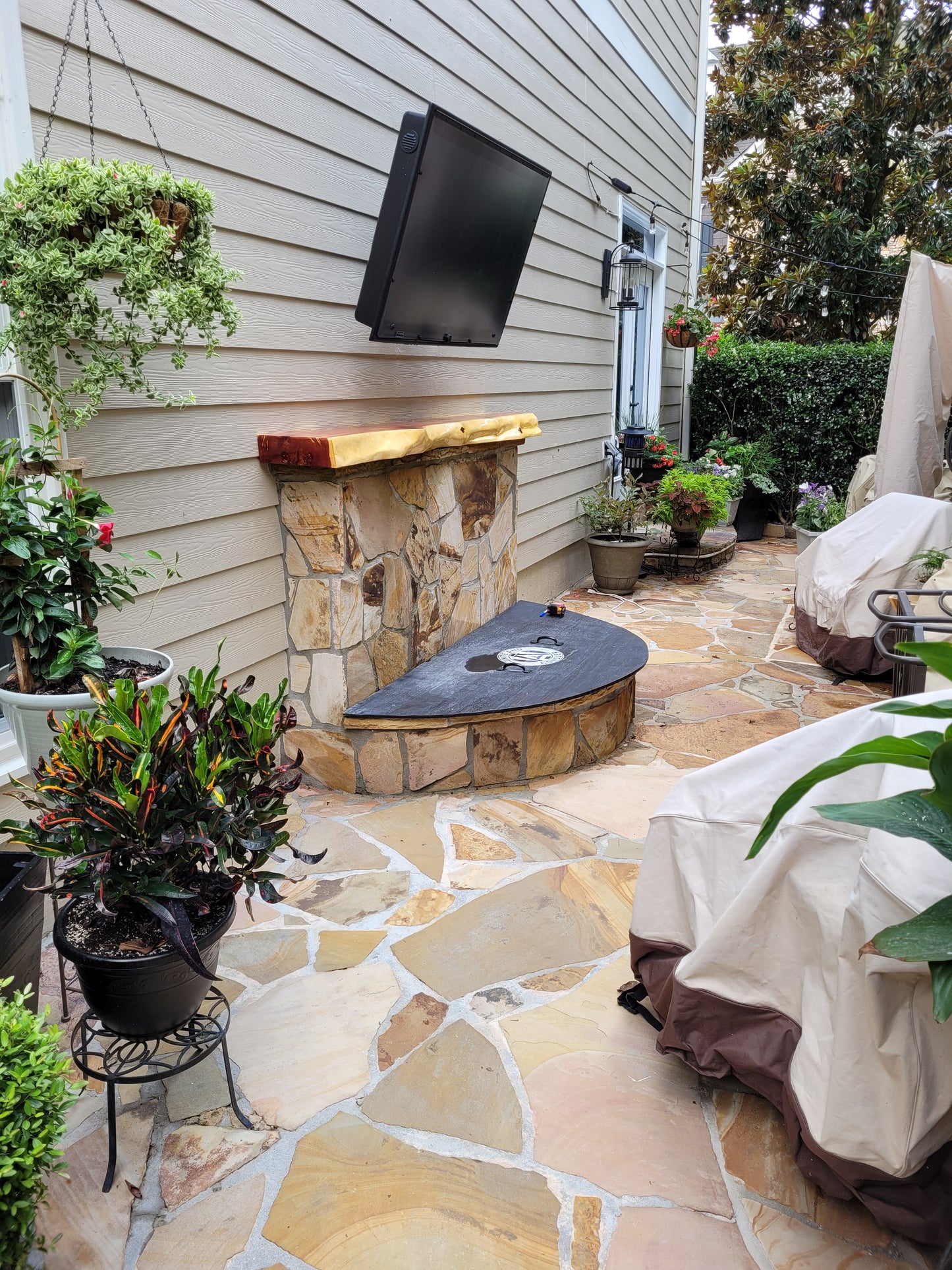 Live edge fireplace mantel. 6ft