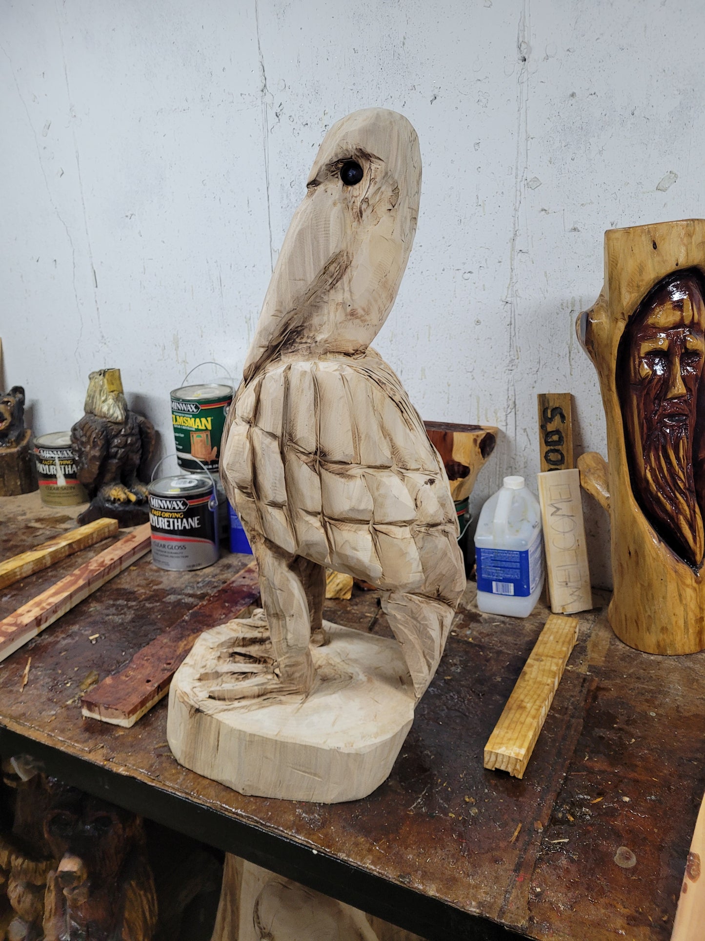 Chainsaw Carving Pelican, 3 ft tall