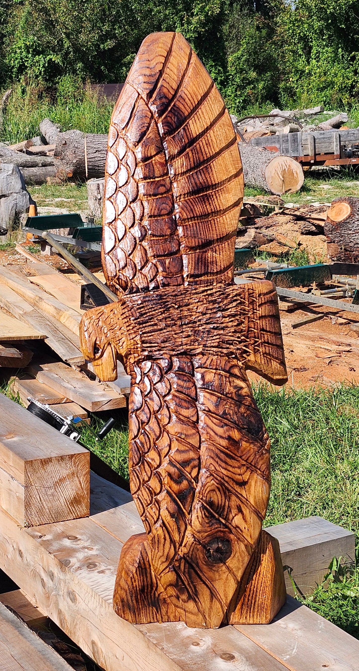 Chainsaw Carving Soaring Eagle 3 ft, soaring Eagle