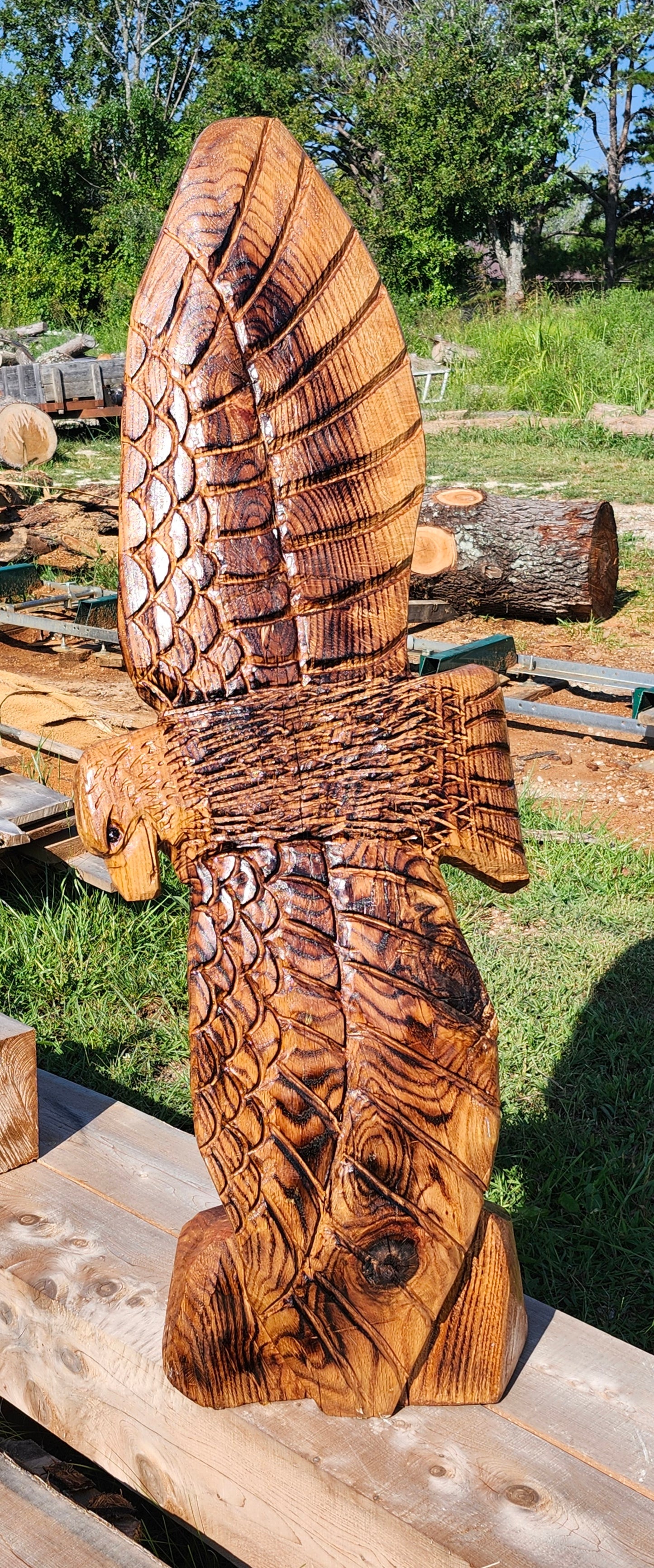 Chainsaw Carving Soaring Eagle 3 ft, soaring Eagle
