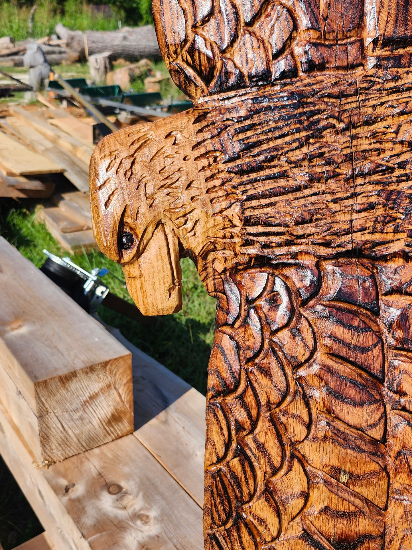 Chainsaw Carving Soaring Eagle 3 ft, soaring Eagle
