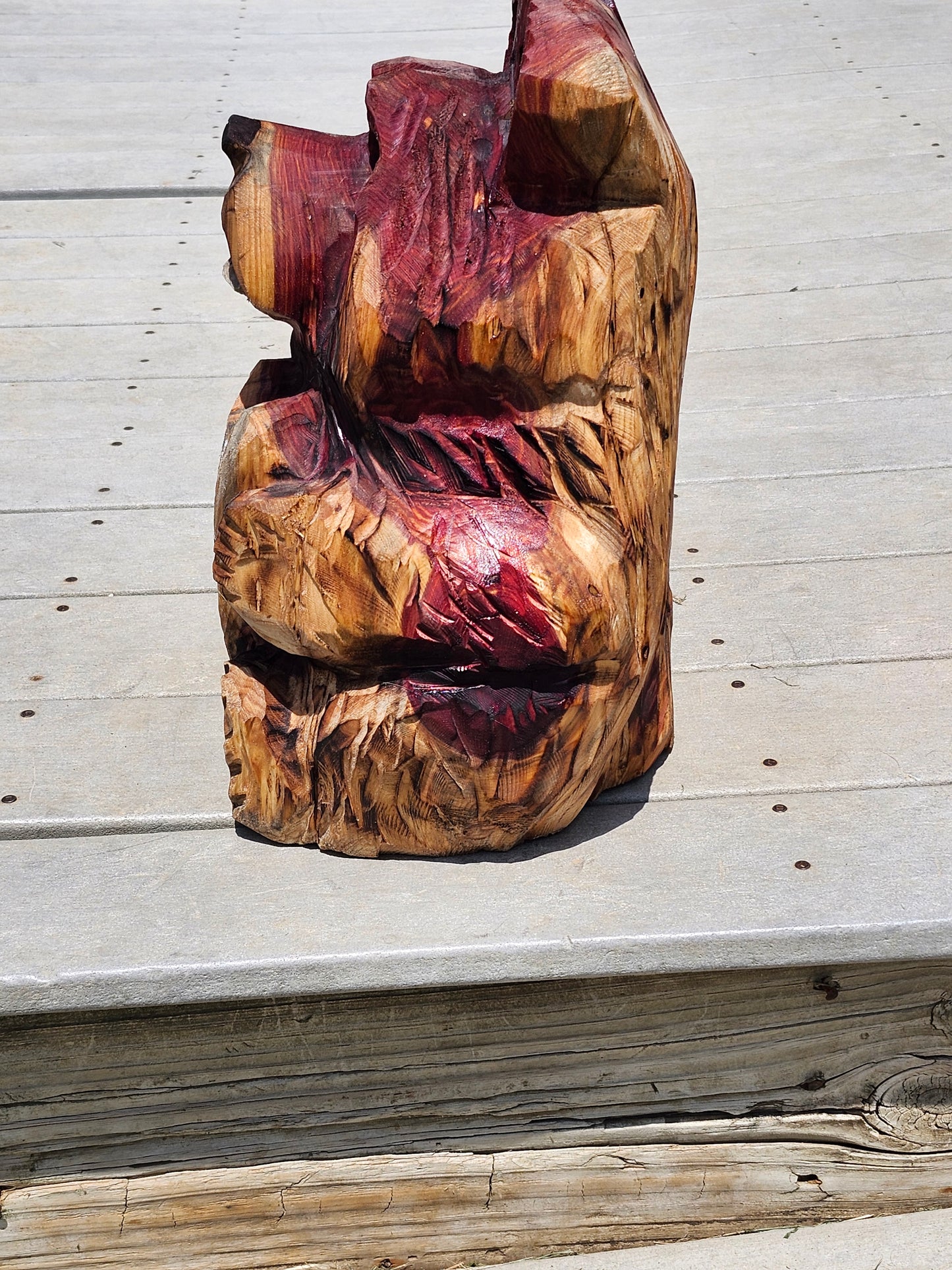 Chainsaw Carving Bear with Heart Sign  16" inches tall