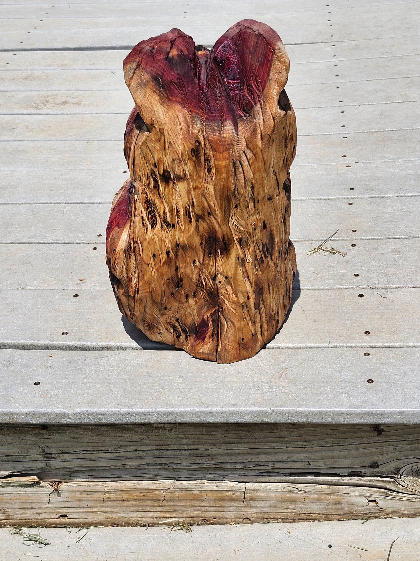 Chainsaw Carving Bear with Heart Sign  16" inches tall