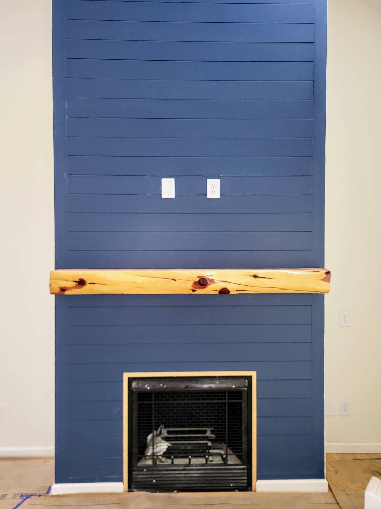 Live edge fireplace mantel. 6ft