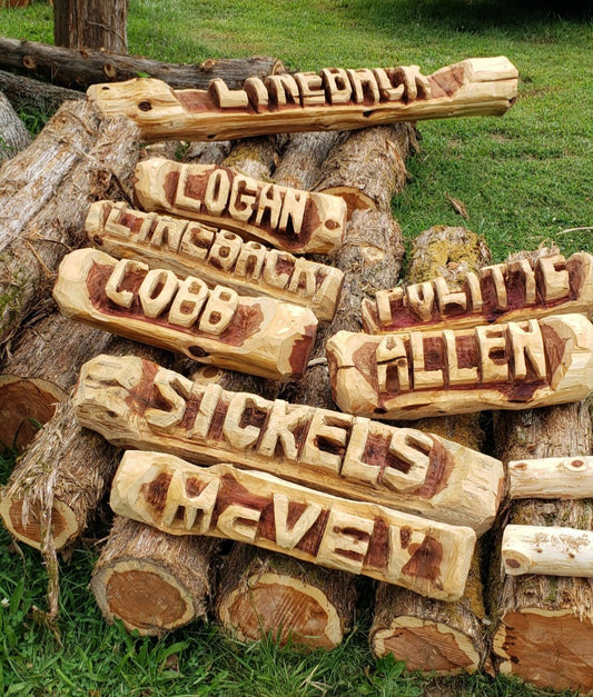 Cedar Name Log with 2 base logs, 5 ft long