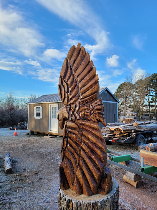Eagle Sculpture, 3 foot tall Hand Carved Wood eagle