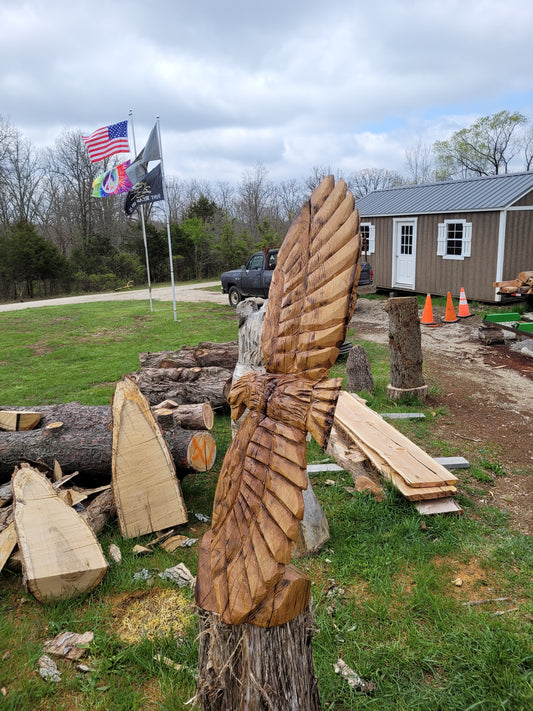 Eagle Sculpture, 3 foot tall Hand Carved Wood eagle