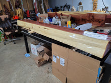 Load image into Gallery viewer, Live Edge Cedar Fireplace Mantels, 7ft long, 12 inch deep, 7 inch thick Floating Cedar Mantels brackets included.
