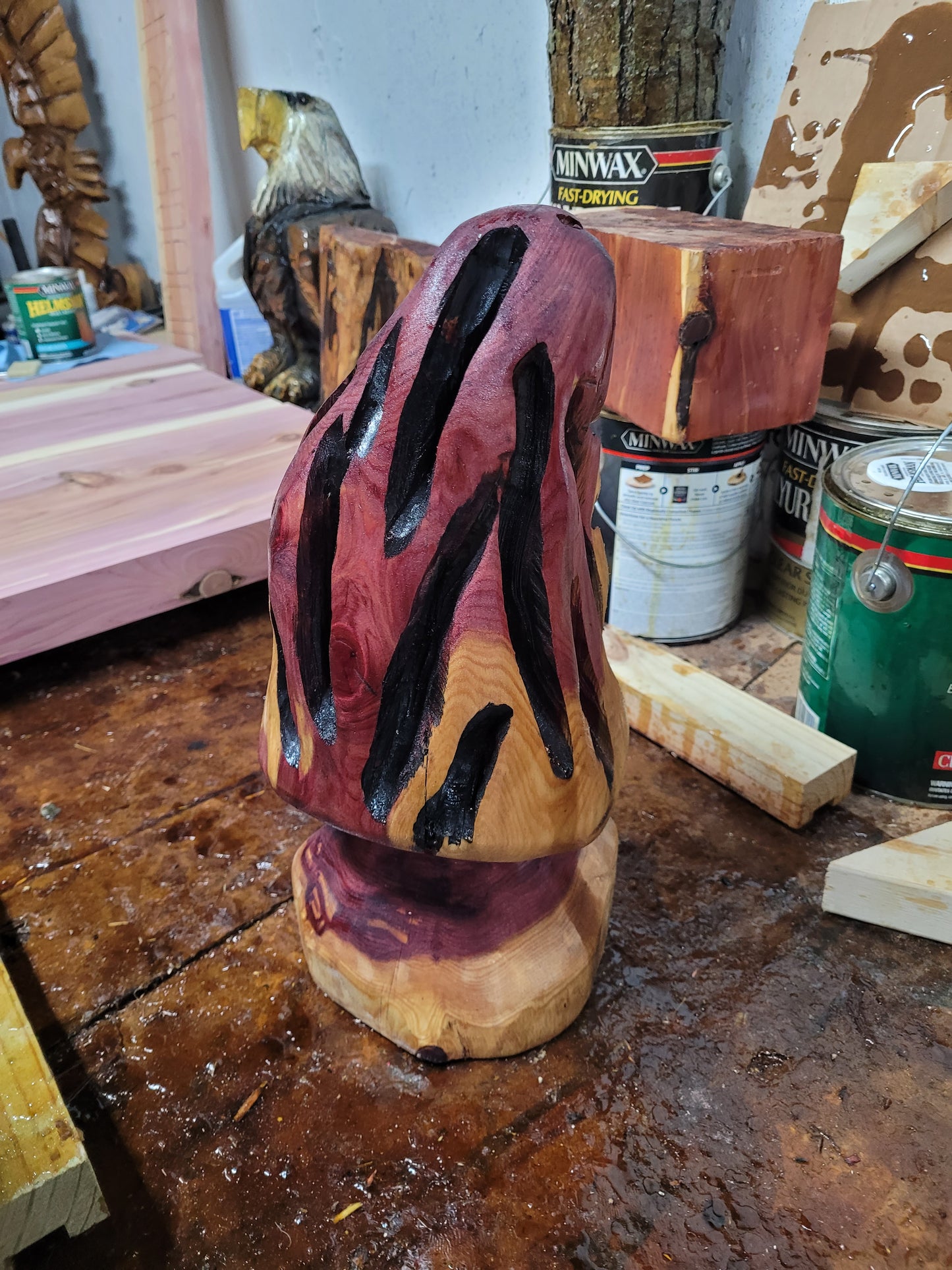 Mushroom chainsaw carving, many sizes.
