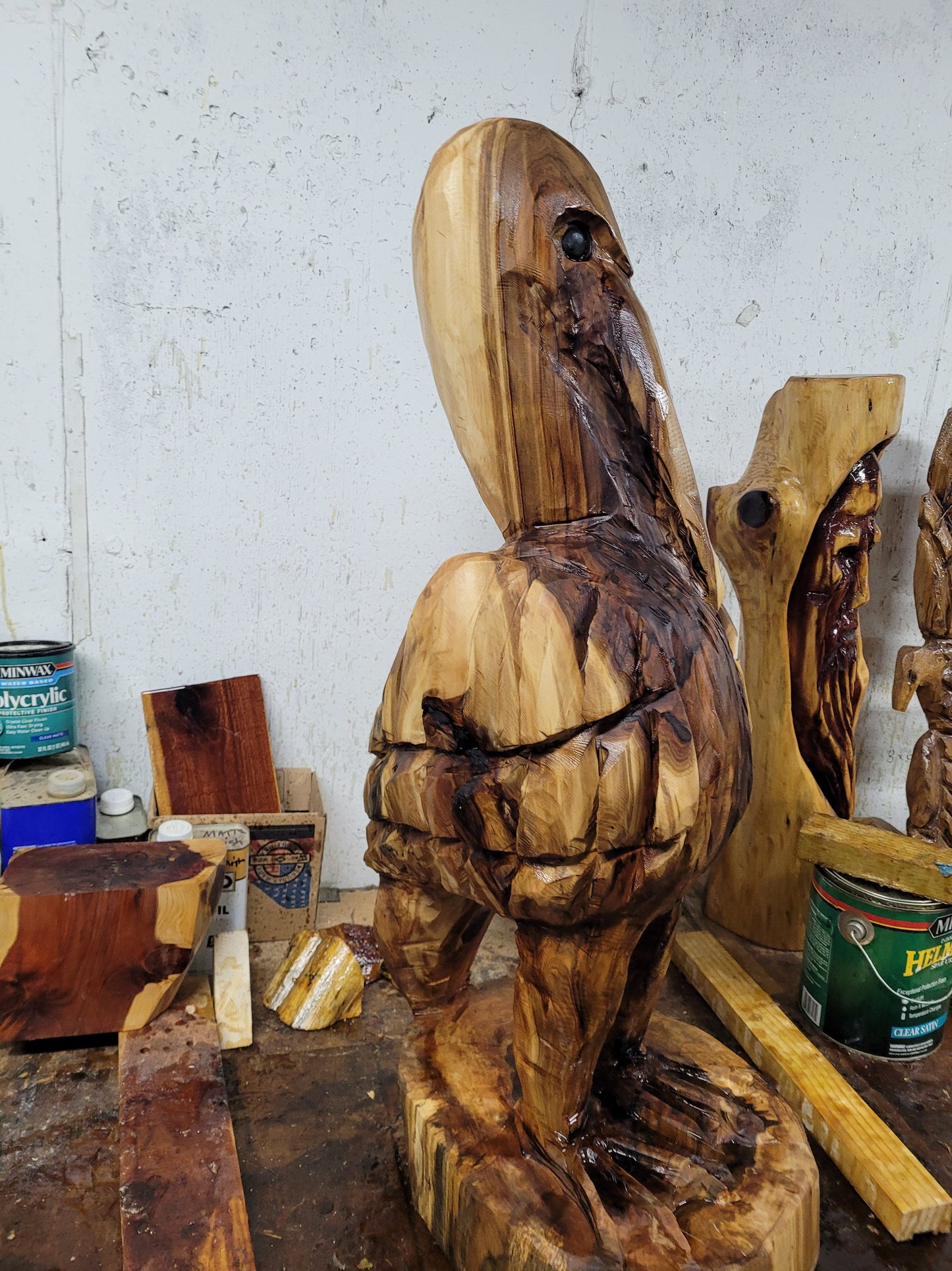 Chainsaw Carving Pelican, 3 ft tall