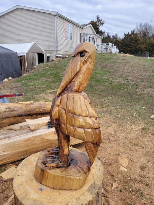 Chainsaw Carving Pelican, 3 ft tall