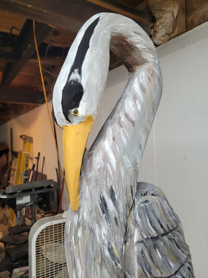 Chainsaw Carving Heron. Heron wood carving