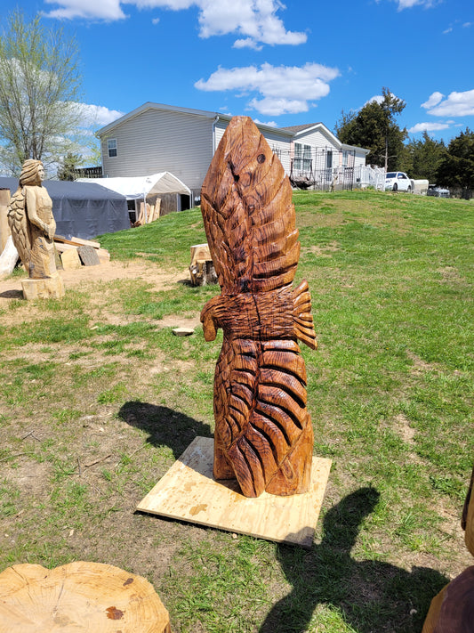 Chainsaw carving Eagle.  6 foot tall.
