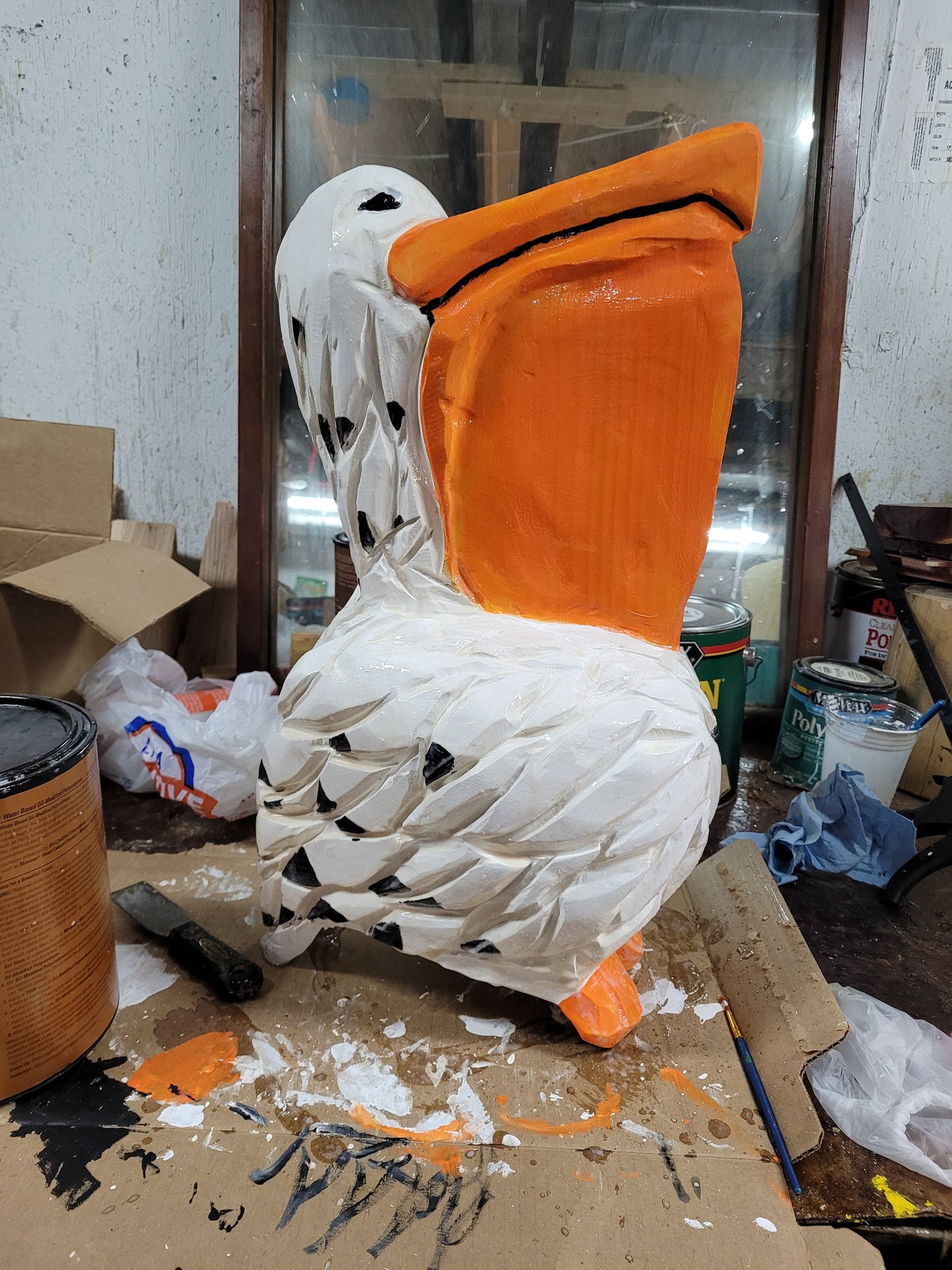 Chainsaw Carving Pelicans on Piers. Two Pelicans on 3 Poles. SHIPPING NOT INCLUDED IN PRICE