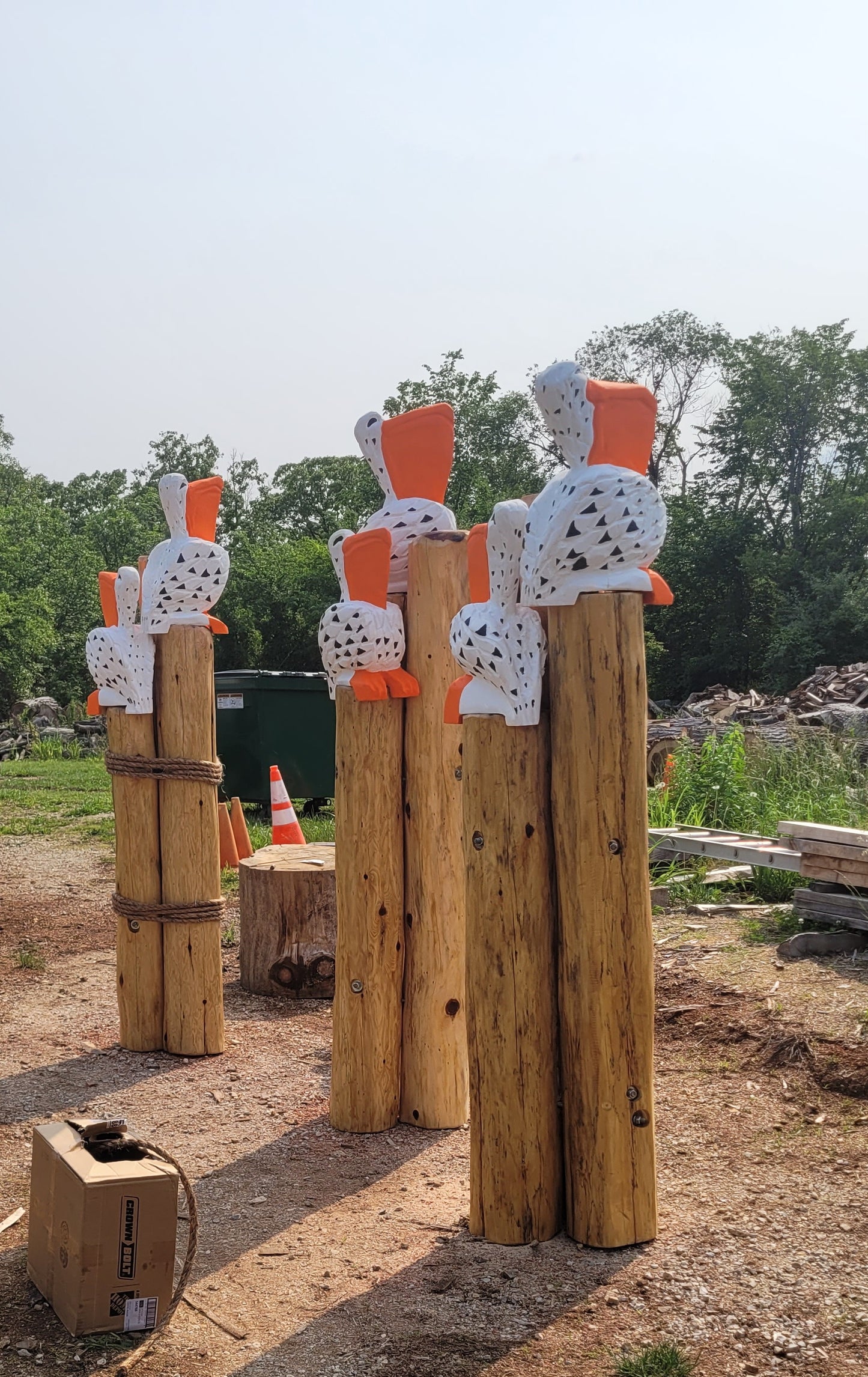 Chainsaw Carving Pelicans on Piers. Two Pelicans on 3 Poles. SHIPPING NOT INCLUDED IN PRICE