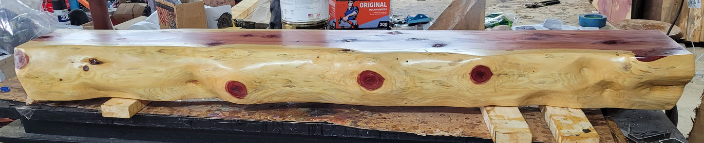 Live edge fireplace mantel. 6ft