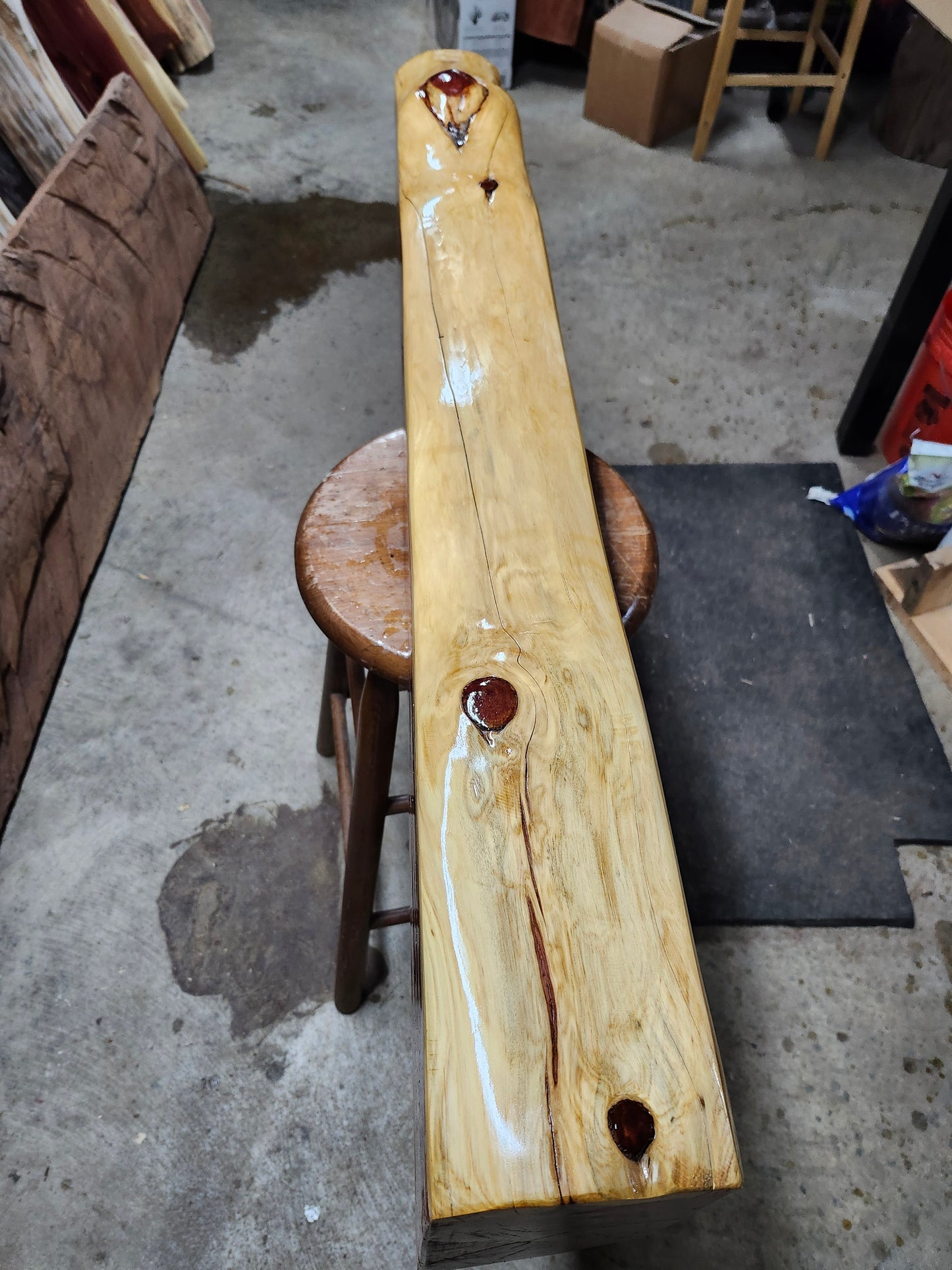 Live edge fireplace mantel. 6ft