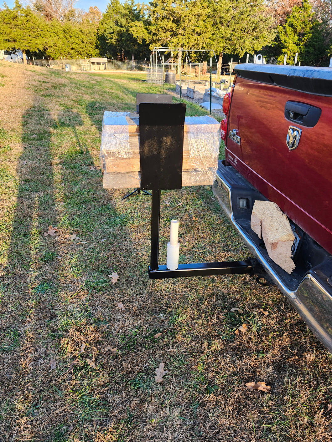 Reciever Hitch Mounted Firewood Wrapping Bundler with Stand Option