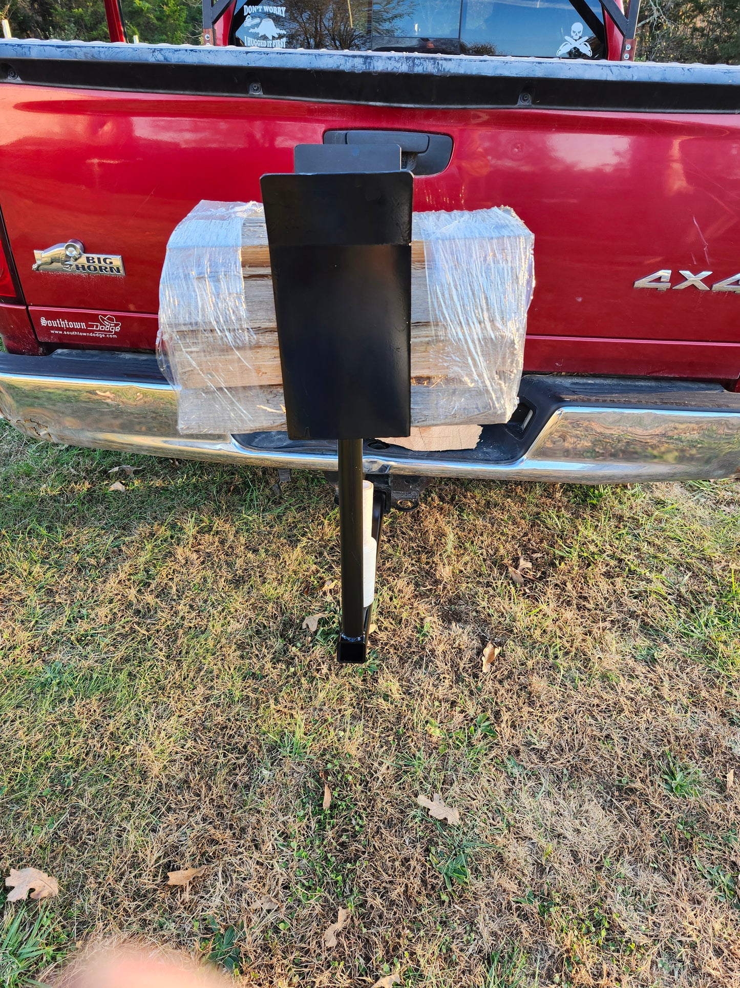 firewood wrapping machine, truck hitch mounted firewood wrapper machine