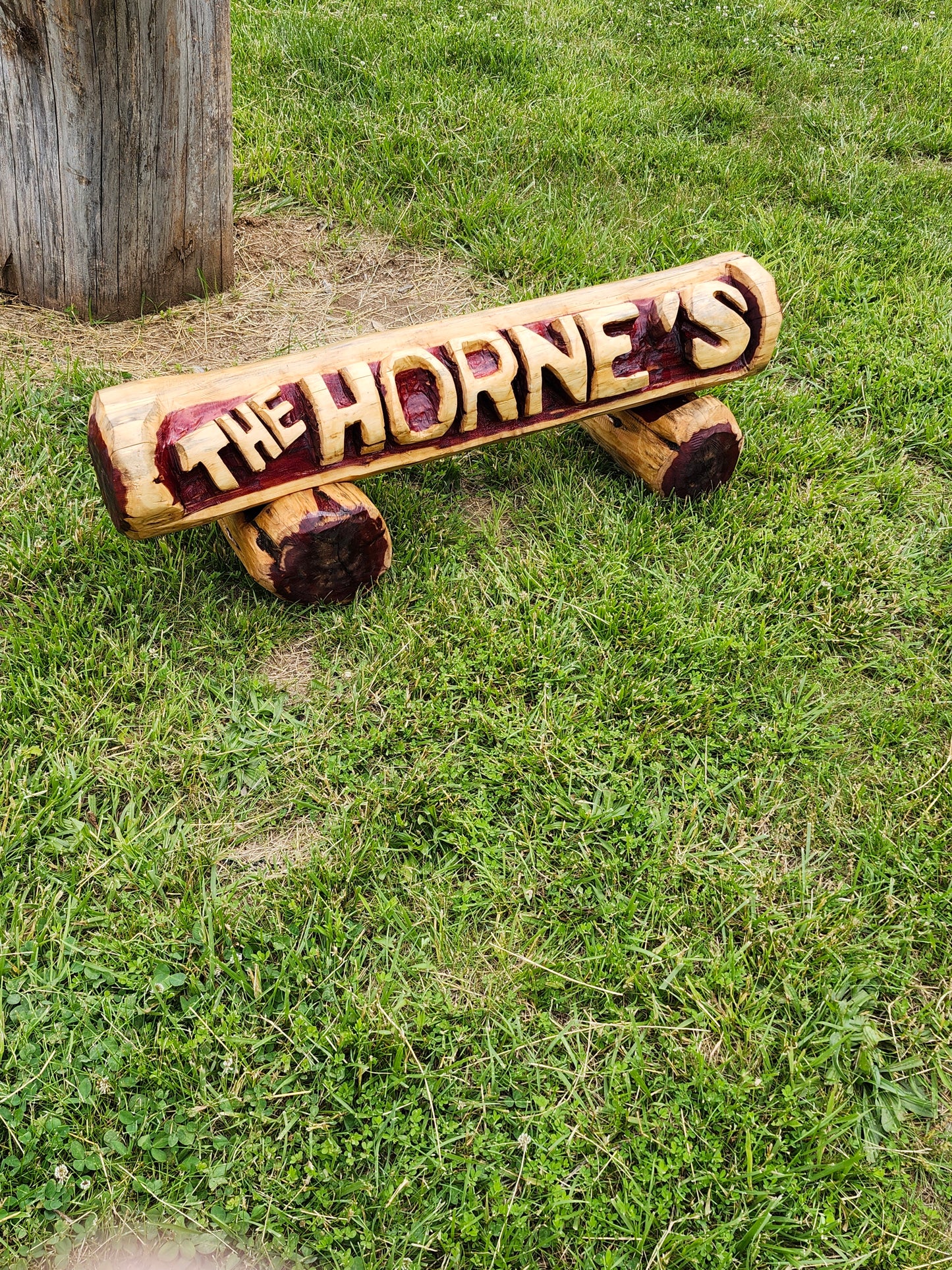 Chainsaw Carving Name Log, Cedar Name Log, Family Name log, Business Name Log Sign