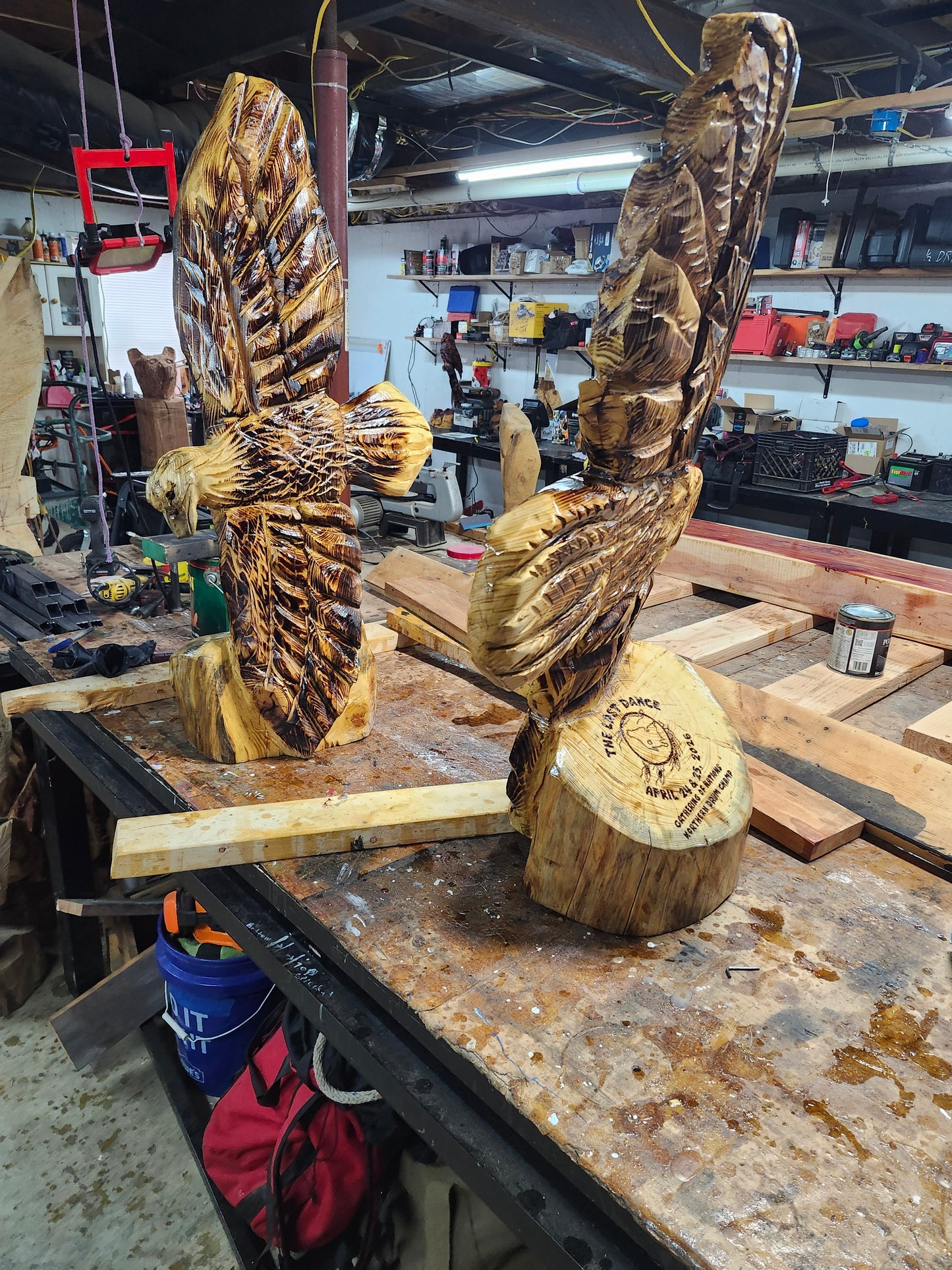 Chainsaw Carving Eagle, 3 feet tall.