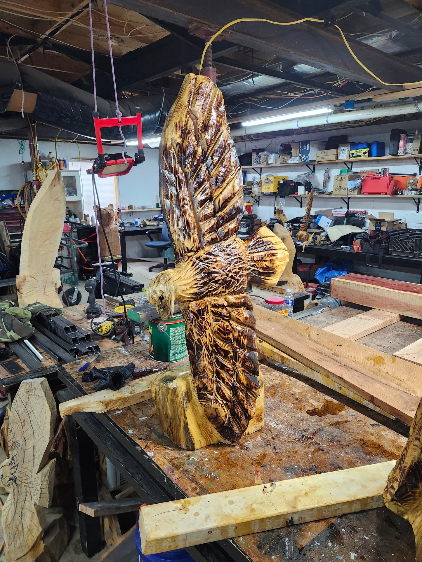 Chainsaw Carving Eagle, 3 feet tall.