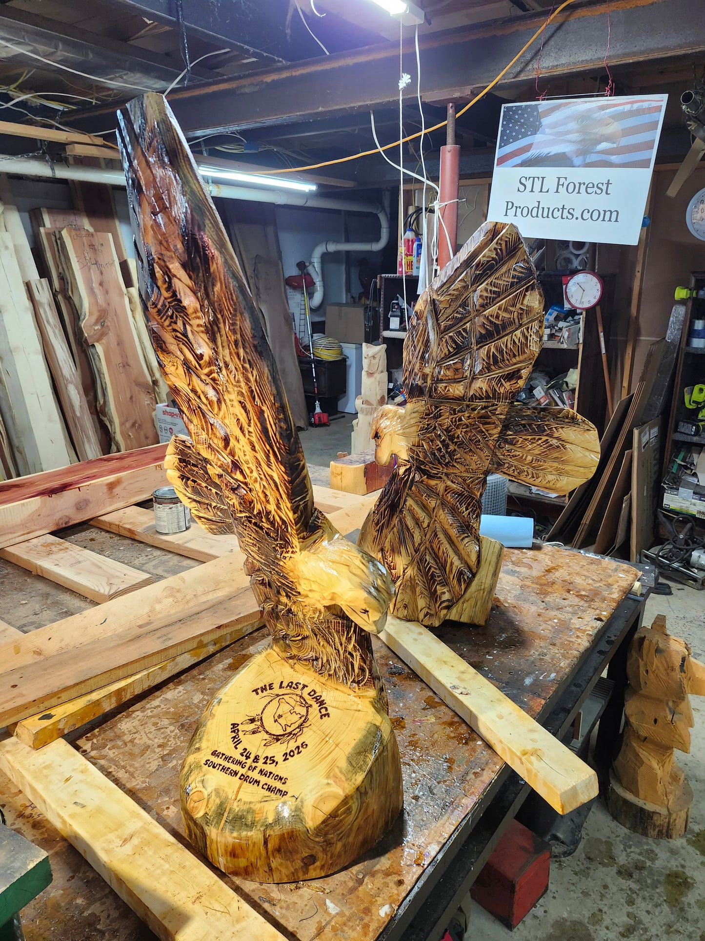 Chainsaw Carving Eagle, 3 feet tall.
