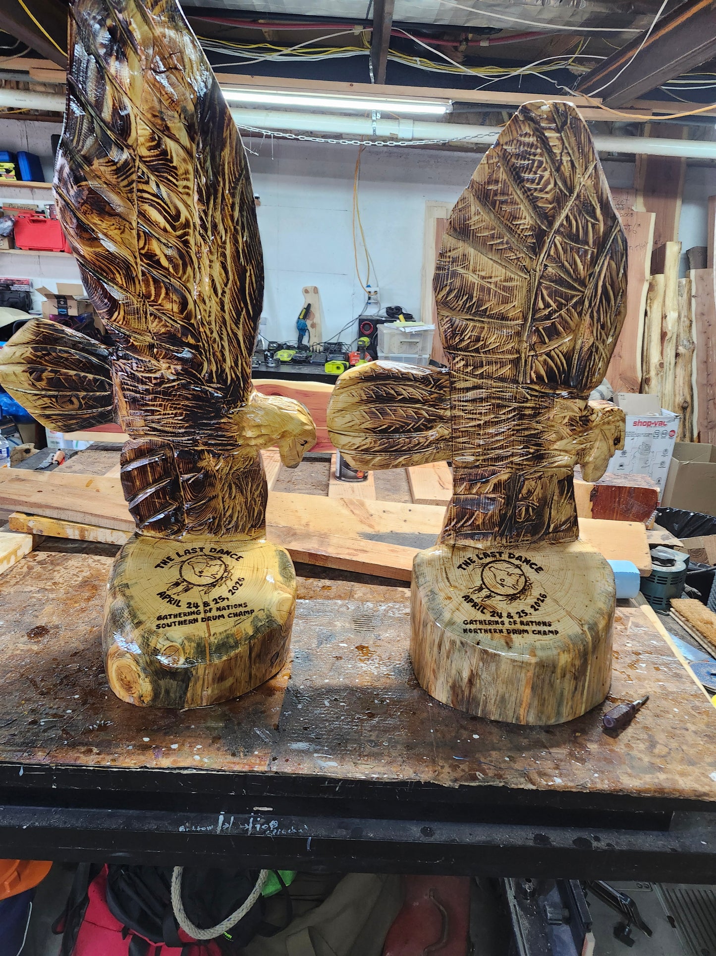 Chainsaw Carving Eagle, 3 feet tall.