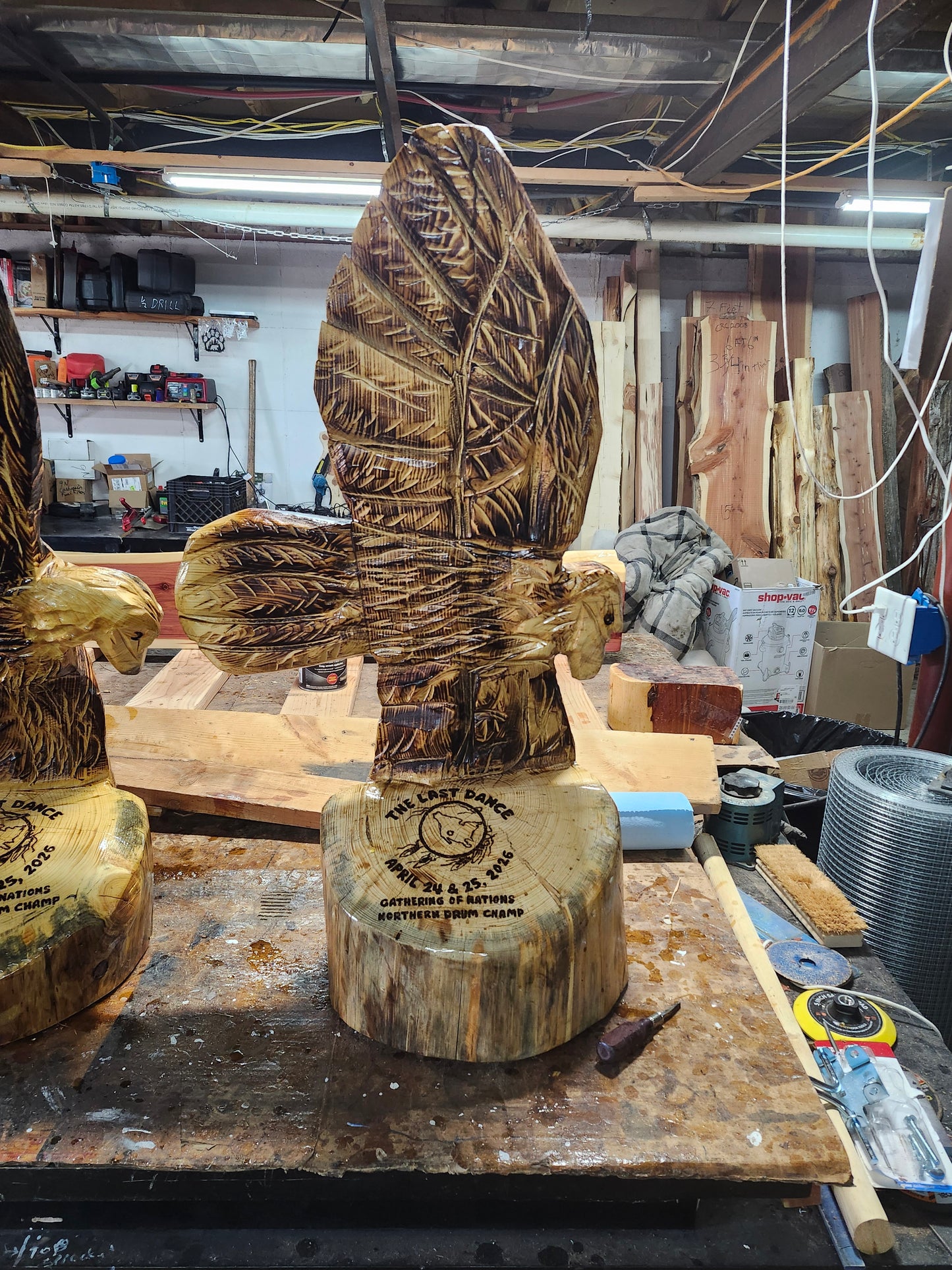Chainsaw Carving Eagle, 3 feet tall.