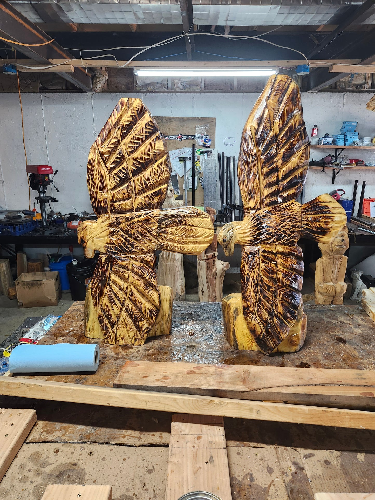 Chainsaw Carving Eagle, 3 feet tall.