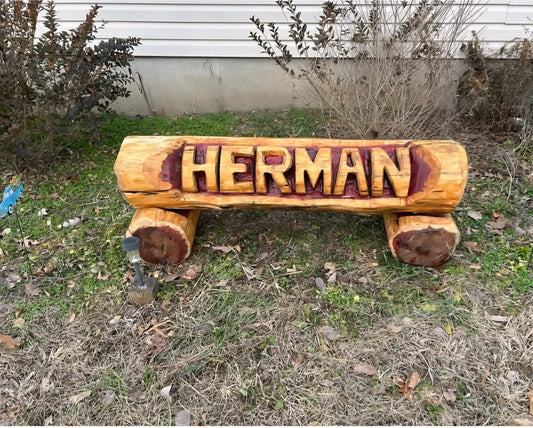 Chainsaw Carving Name Log, Cedar Name Log, Family Name log, Business Name Log Sign