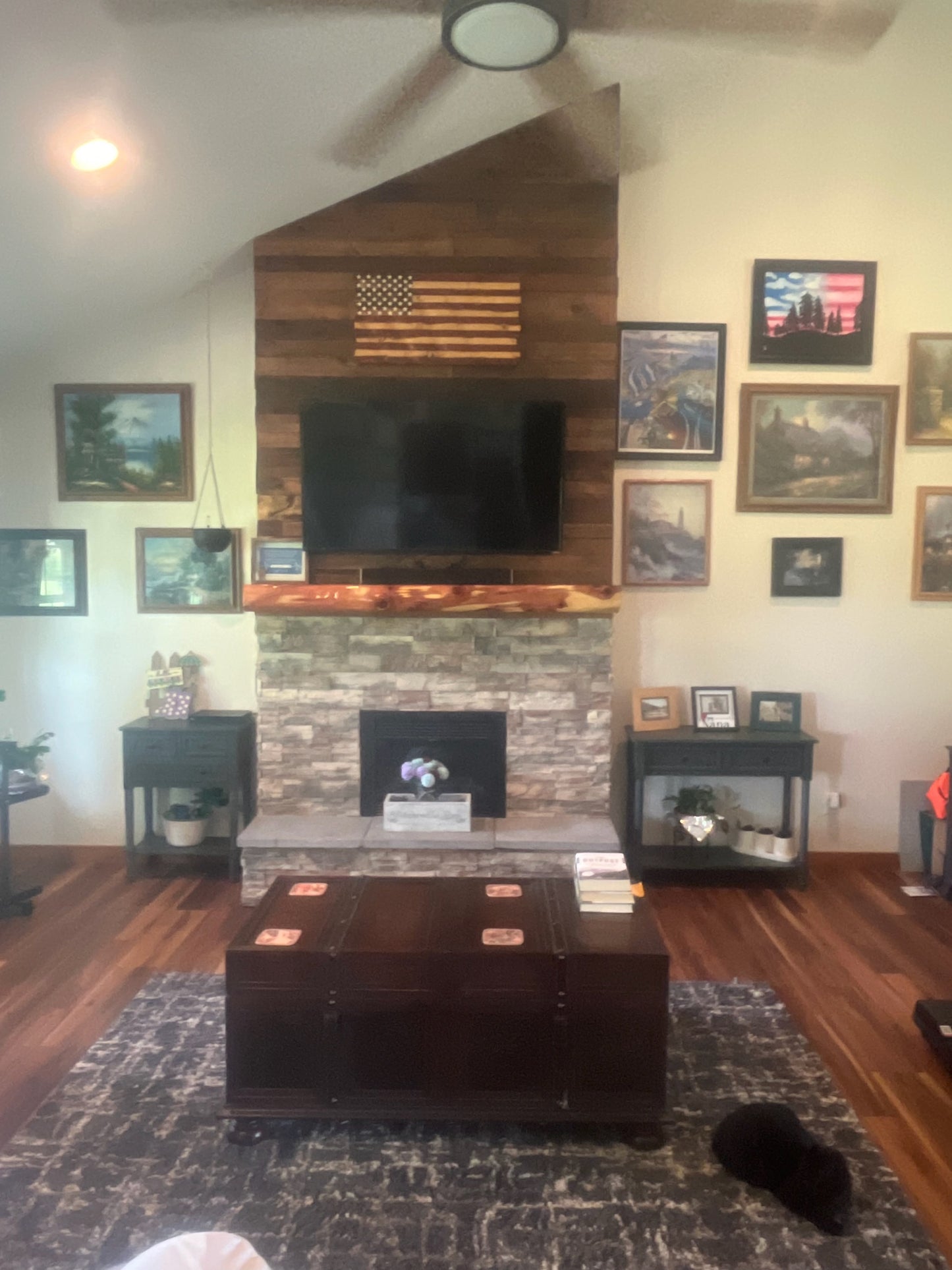 Live edge fireplace mantel. 6ft
