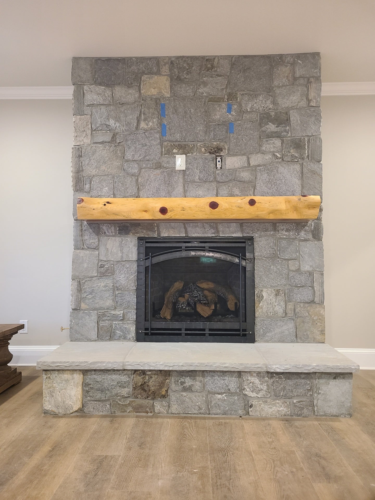 Live edge fireplace mantel. 6ft