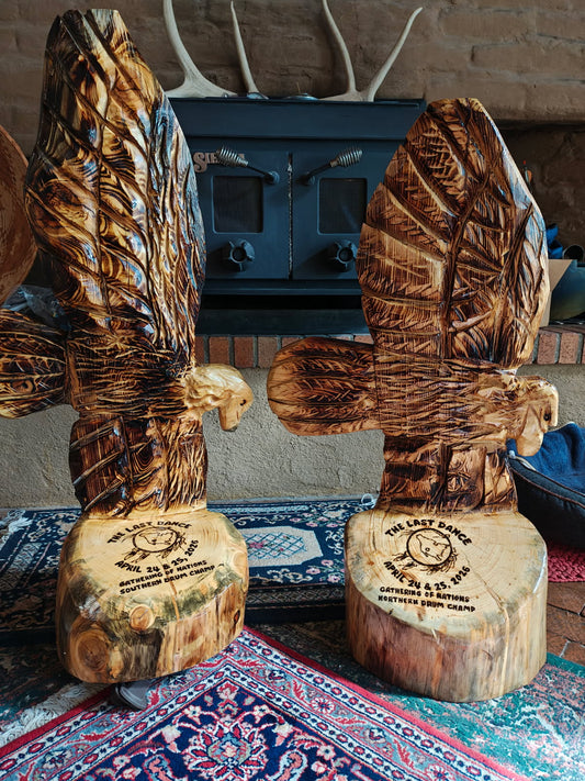 Eagle Sculpture, 3 foot tall Hand Carved Wood eagle.