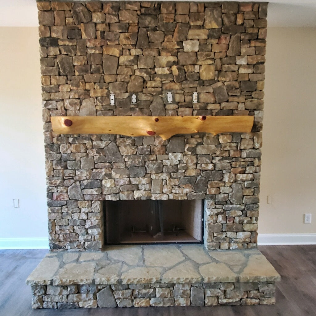 Live edge fireplace mantel. 6ft