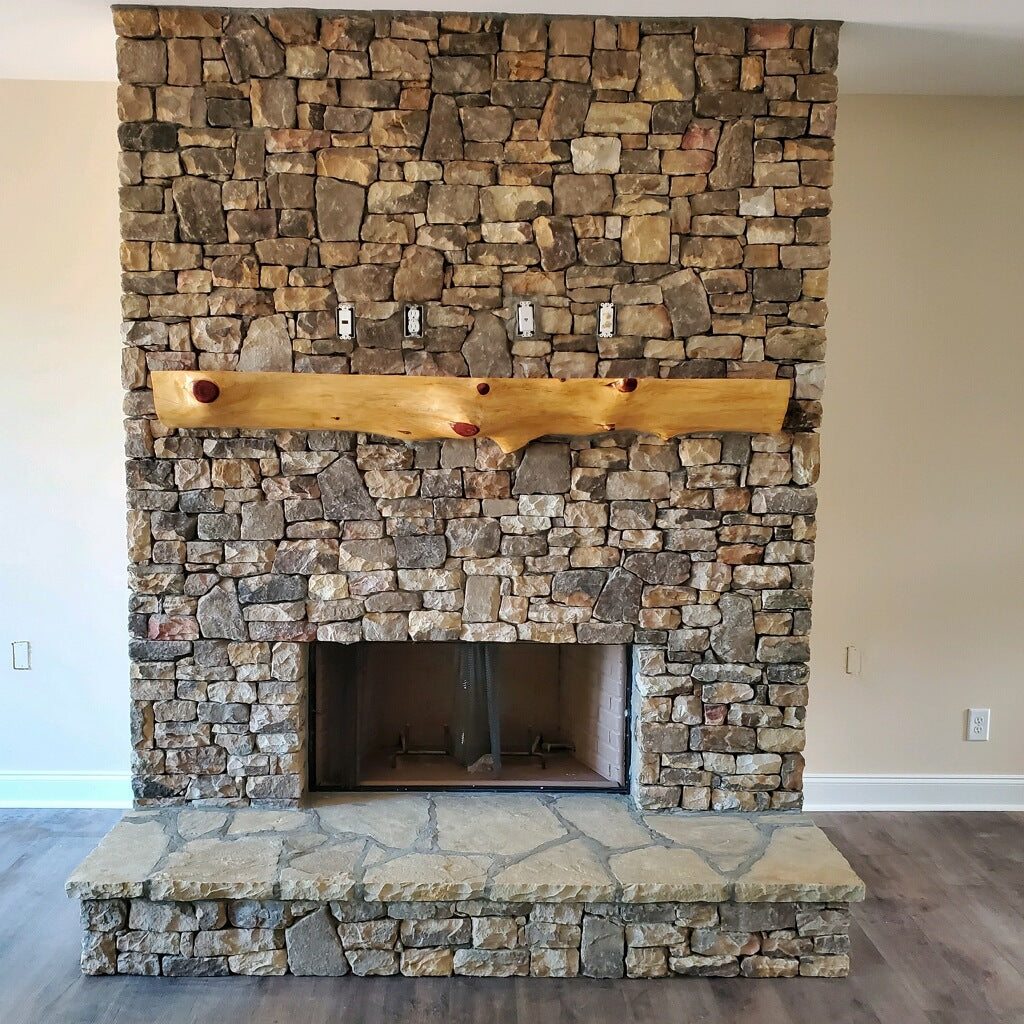 Live edge fireplace mantel. 6ft