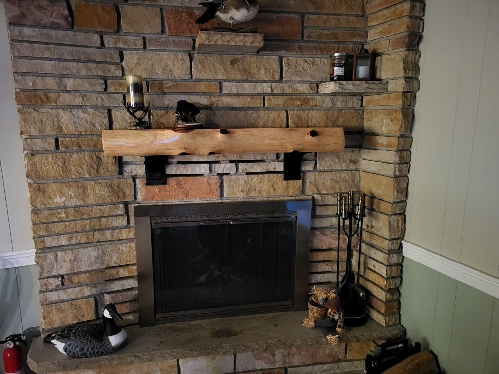 Live edge fireplace mantel. 6ft