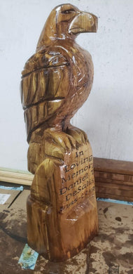 Chainsaw Carving Standing Eagle. 3ft Wood Memorial Carving Chainsaw