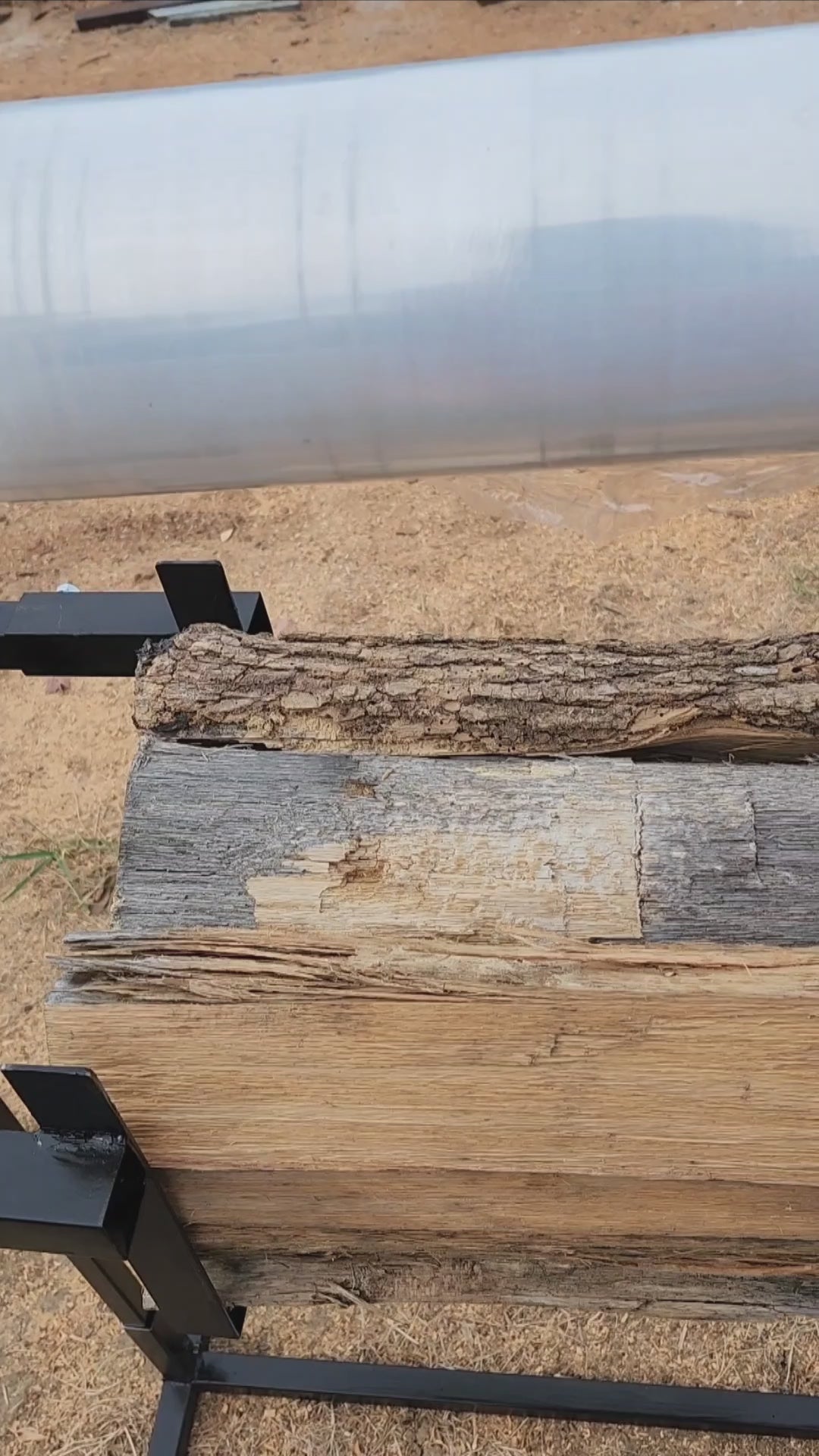 Load video: The WoodBundler. 1 bundle of plastic wrapped firewood in under a munute.
