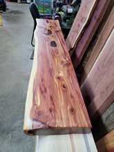 Load image into Gallery viewer, Live edge cedar shelves, Cedar, shelving brackets included.