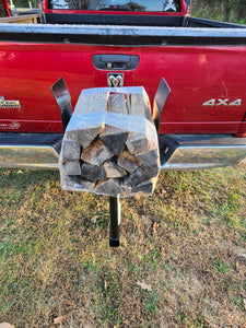 Firewood Wrapper. Hitch mounted firewood bundler.