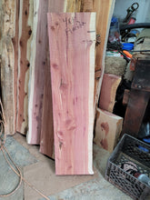 Load image into Gallery viewer, Live edge cedar shelves, Cedar, shelving brackets included.
