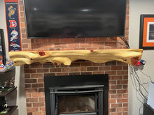 Load image into Gallery viewer, Live Edge cedar Fireplace Mantels.  Half-log Floating Cedar Mantel Shelf, Rustic many sizes
